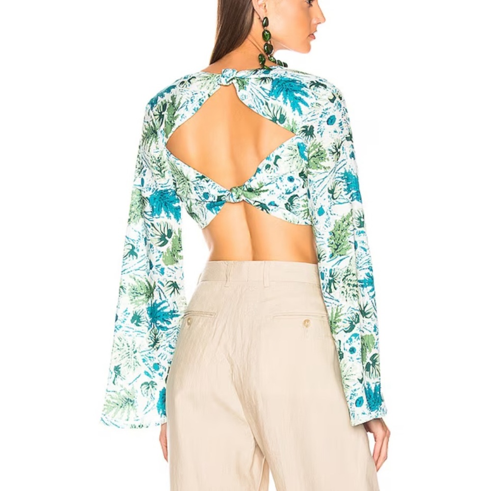 ISO cult gaia marina cut out linen top & shadi shorts in azure - size 00/0/2/4